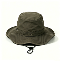 Topi Safari Unisex Lebar dengan Tali Pengikat Dagu, Bahan Kanvas Anti Air, Pelindung UV, Cocok untuk Aktivitas Luar Ruangan, Santai, Olahraga, Memancing, Dapat Disesuaikan