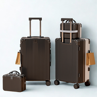Élégant ensemble de bagages de transport de 20 à 14 pouces léger et durable en néoprène TSA valise à verrouillage roulettes fixes étui cosmétique approuvé par la compagnie aérienne