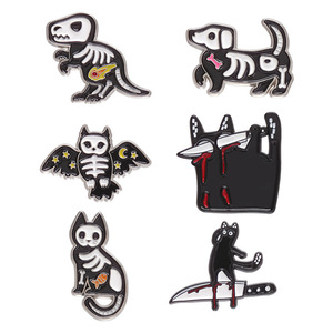 Épingles en métal émaillé personnalisées Stock 3D Broche en os d'animal-Chaton de dinosaure-Noir Fie Blood Knife <span class=keywords><strong>Fée</strong></span> <span class=keywords><strong>Logo</strong></span> Casting Lapy Badges - Product Image 4