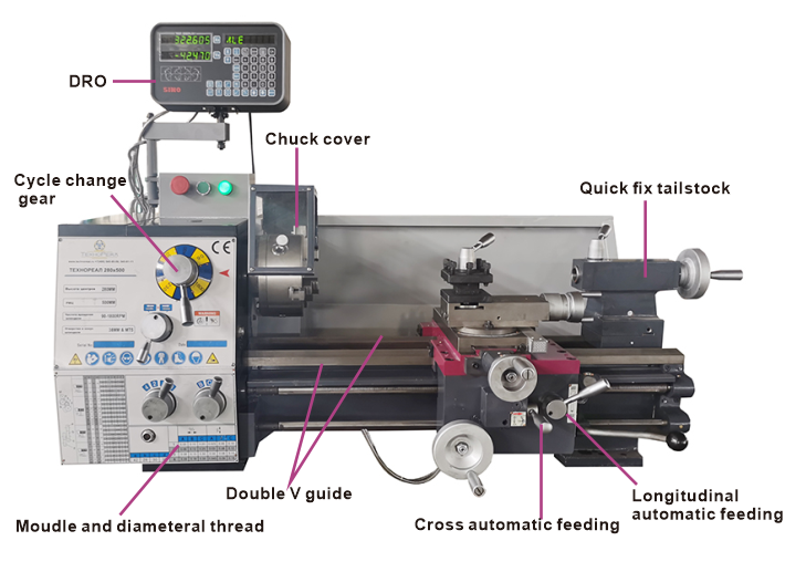 (CJM280) manual lathe 38mm spindle bore mini metal lathe machine TL280MX500mm