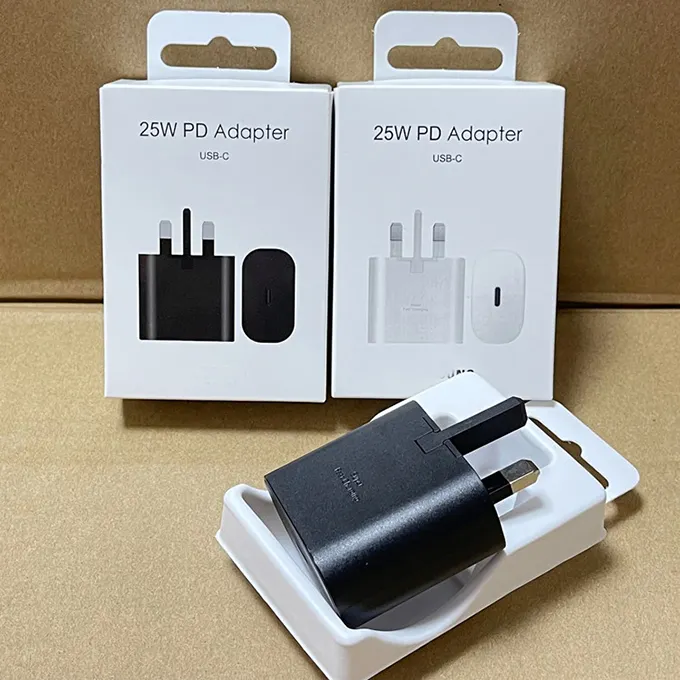 Chargeur 3 broches UK Plug EP-TA800 25W chargeur rapide type C adaptateur de voyage USB C PD chargeur mural pour Samsung S21 S22 S23 S24note 10