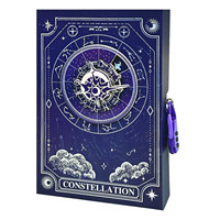 Cuaderno de Tapa Dura con Candado de Contraseña de las Doce Constelaciones del Cielo Estrellado, Diario con Gráfico de Estrellas Giratorio, Regalo, Venta al Por Mayor OEM