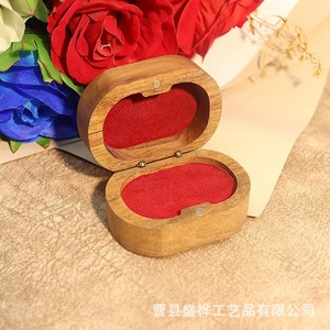 Wooden Storage <b>Box</b> Solid Wood Dark Brown Jewelry Organizer For Rings <b>Earrings</b> Portable Small Size - Product Image 5