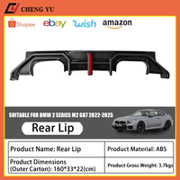 Diffuseur de pare-chocs arrière agressif avec éclairage LED pour BMW M2 G87 2022-2025 – Pièce ABS noir brillant aspect carbone, très demandée