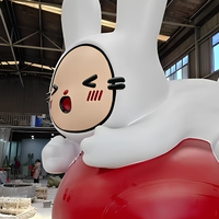 Sculpture de lapin en résine personnalisée, figurine d'animal de dessin animé, décoration pour parc à thème, événementiel