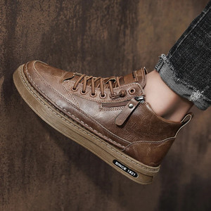 Stivali da uomo scarpe invernali alte in pelle scarpe di cotone alla moda stivaletti alla moda - Product Image 6