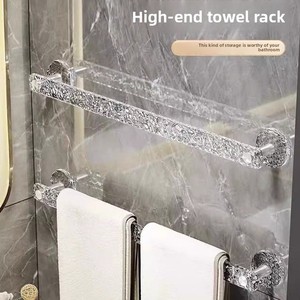 Support mural en acrylique sans perçage, porte-serviettes et porte-pantoufles de salle de bain, organisateur de rangement étanche pour la maison, les toilettes et les sanitaires - Product Image 2