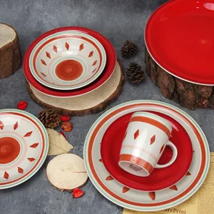 Plato de cena redondo pintado a mano japonés, vajilla de cerámica de fábrica, juego de cena de porcelana esmaltada