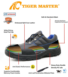 <span class=keywords><strong>Scarpe</strong></span> da lavoro di sicurezza da uomo a prova di foratura in pelle nera antiscivolo a basso costo resistente all'acqua alla caviglia con puntale in acciaio largo - Product Image 5