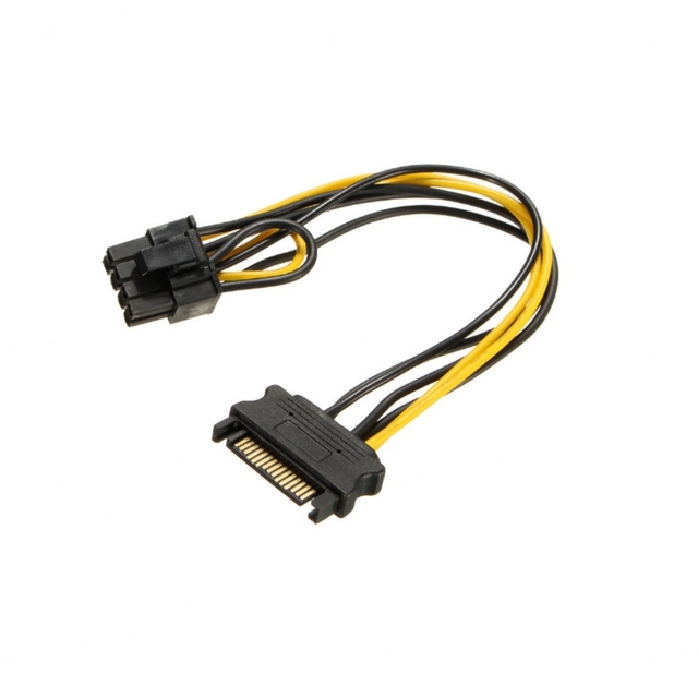 Bajeal 15-Pin Male SATA to 8-Pin(6+2) Pure Copper Flat PCI-E SATA Power Supply Extension Cable with PVC Jacket 20cm for Computer