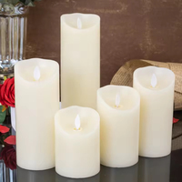 Ensemble de 5 bougies LED en cire véritable les plus populaires, sans flamme, scintillantes, fonctionnant sur piles, décoration d'intérieur avec télécommande