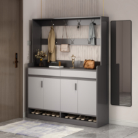 Meuble à chaussures gris de style nordique, moderne, en panneaux de particules, pour entrée, couloir, mobilier de maison