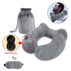 U-shaped Inflatable Travel Pillow Portable Office Lunch Travel Air Pillow Foldable TPU Neck Support Cushion Easy To Carry