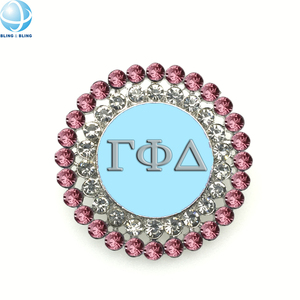 Regalos de recuerdo brillantes Joyería de hermandad griega Rosa Azul Esmalte Rhinestone Cristal 1943 GPD Pins de solapa Gamma Phi Delta Broche - Product Image 1