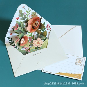 Promozionale 3 pz creativo fiore 3D biglietto di <span class=keywords><strong>auguri</strong></span> <span class=keywords><strong>auguri</strong></span> giorno dell'insegnante di <span class=keywords><strong>compleanno</strong></span> grazie Gift Card insegnante con busta - Product Image 3