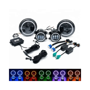 Faro de 7 pulgadas + luz antiniebla de 4 pulgadas, proyector redondo de ojo de Ángel, luces de Halo, señal de giro RGB DRL para Jeep - Product Image 2