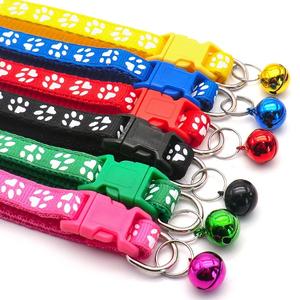 <span class=keywords><strong>Collar</strong></span> ajustable de nailon con estampado de pata de gato, para mascotas, con campana - Product Image 4