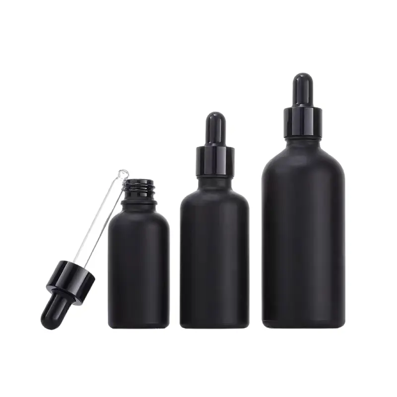 化粧品包装用ブラックガラスエッセンシャルオイルドロッパーボトル5ml 10ml 15ml 20ml 30ml 50ml 100ml