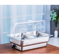 Bain-Marie Professionnel de Restauration, Vitrine Chauffe-Plats en Acier Inoxydable, Réchauds de Buffet Électriques