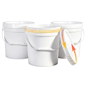 White Plastic Pail Cylindrical Airtight Lid With Handle PP Material for Storage - Product Image 1