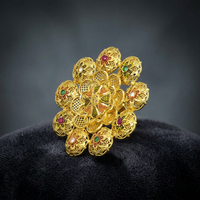 Vente en gros de bagues en or micron 14K, 18K, 24K, style Dubaï, bagues de fiançailles traditionnelles turques et africaines, bagues de mode, Oro Joyeria