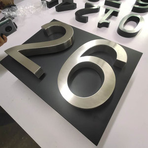 Plaque numérique <span class=keywords><strong>de</strong></span> porte et lettres 3D, en acier inoxydable brossé, Extra Large, moderne, pour l'<span class=keywords><strong>extérieur</strong></span>, finition en métal, signes - Product Image 4