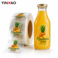 Étiquette autocollante personnalisée, imperméable, résistante au froid, avec n'importe quel logo, pour l'emballage de jus de fruits et de boissons