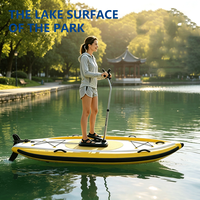 Planche de paddle gonflable pliable à pédales, anti-retournement, avec tubes flottants latéraux pour la pêche en eau