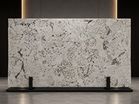 Dalles de granit blanc Alpinus polies pour comptoirs de cuisine, dessus de meubles de salle de bain, revêtements muraux, marches d'escalier, dessus de tables à manger
