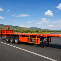 Semi-remorque plateau 3 essieux 20ft 45ft 40ft avec suspension pneumatique, plancher en acier, transport de conteneurs lourds 60 tonnes, prix usine