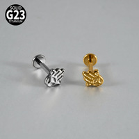 Piercing de titanio F136 G23 con textura, sin rosca, tipo push-pin, parte trasera plana, para oreja, labio, nariz, joyería de moda, regalo para bodas y fiestas