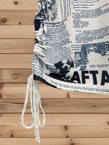 Abito da <span class=keywords><strong>donna</strong></span> a tracolla dritta in 100% poliestere, stile vacanza, con stampa a giornale, design unico con coulisse - Product Image 6
