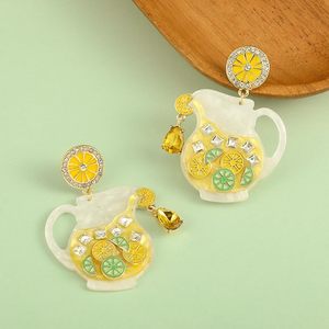 Orecchini pendenti divertenti a forma di <span class=keywords><strong>limonata</strong></span> estiva per donna, orecchini vistosi estivi, gioielli regalo per donna - Product Image 3