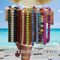 Nouveau Collier Tendance Bohème Fait Main Géométrique Plaqué Or 18K avec Perles en Plastique et Roues en Résine Acrylique Colorées pour Femme – Idéal Plage et Été
