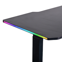 Nouvel arrivage Lumière LED RVB Noir Ordinateur de jeu de bureau Intelligent Automatique Électrique Hauteur Réglable Bureau de jeu debout