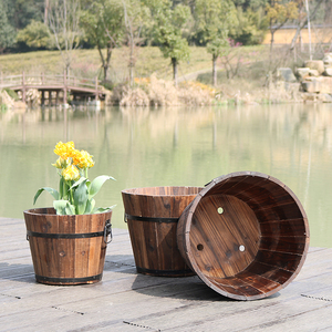 <strong>Garden</strong> <strong>Wooden</strong> Barrel Planter on Sale Elegant <strong>Ornaments</strong> <strong>for</strong> Your Outdoor Space - Product Image 2