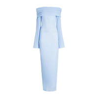 Nouvelle Robe Longue Plissée en Maille Unie à Col Halter et Manches Longues pour Femme, Style Européen et Américain, Idéale pour l'Hiver