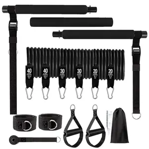 YETFUL Multi-functional Fitness Booty Bands Workout Yoga Portable Pilates Bar Kit Set With Adjustable Resistance