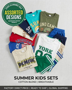 Vêtements d'été pour garçons et filles, ensemble 2 pièces, hauts à manches courtes col rond et shorts à motifs variés, vêtements pour enfants de 3 à 6 ans - Product Image 3