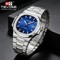 Fabricant de montres mécaniques automatiques personnalisées TEVISE OEM OBM avec bracelet en acier inoxydable, étanche 30 ATM