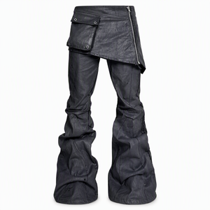 Pantalones de Cuero Negro Suave con Logotipo Personalizado, Pantalones de Cuero para Hombre, Estilo Casual, Ajustados, para Motocicleta, con Bolsillo - Product Image 2