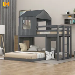 LM الاطفال 2021 جديد خشبي تخصيص الألوان الخشب الرقائقي + MDF سرير أطفال بيت شجرة الحديثة الاطفال سرير بطابقين