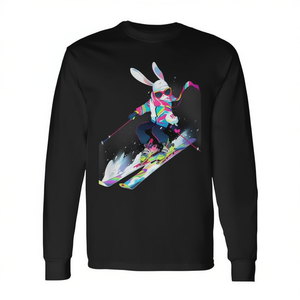 T-shirt à manches longues pour skieur, motif lapin, ski, hiver, neige - Product Image 2