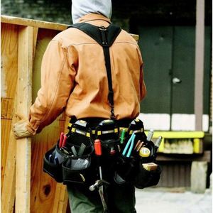 Ceinture porte-outils BSCI avec réglage de la sangle, sacoche porte-outils de charpentier pour la construction avec support pour marteau/grande capacité - Product Image 6