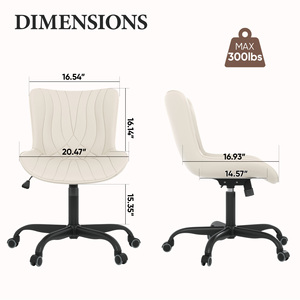 Chaises de bureau pivotantes commerciales, en cuir PU, avec coutures ondulées, réglables en hauteur, 40 cm °   Roues silencieuses à roulement fluide - Product Image 6
