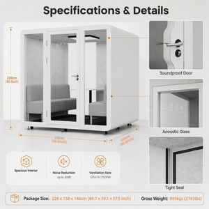 Cabina de Reuniones Modular Insonorizada para Oficina, Estructura de Acero Cromo-Molibdeno, Cabina Acústica de Privacidad para Espacios Abiertos Interiores - Product Image 4