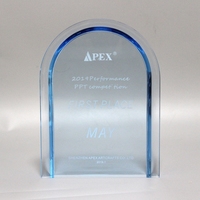 Trofeo de Acrílico Azul Claro con Forma de Arco Personalizado, Placa de Plexiglás de Cristal en Blanco para Premios, para Eventos de Reconocimiento Corporativo