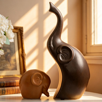 Ensemble de 3 figurines d'éléphants en céramique abstraites modernes, statue de famille d'éléphants minimaliste pour la décoration de la maison, de la bibliothèque ou de la table, cadeau de déménagement