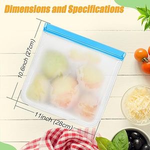 Huamaohengchun10 Pack Reusable Storage <b>Bags</b>, Dishwasher Safe Reusable Silicone Leak proof Freezer <b>Bag</b> 11'' x 10.6'' - Product Image 4