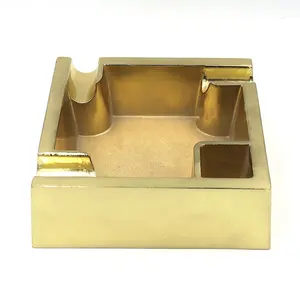 Personalized Ashtray Portable Luxury Custom Logo Printed Ceramic Square Golden. Factory Wholesale Metal Ashtrays